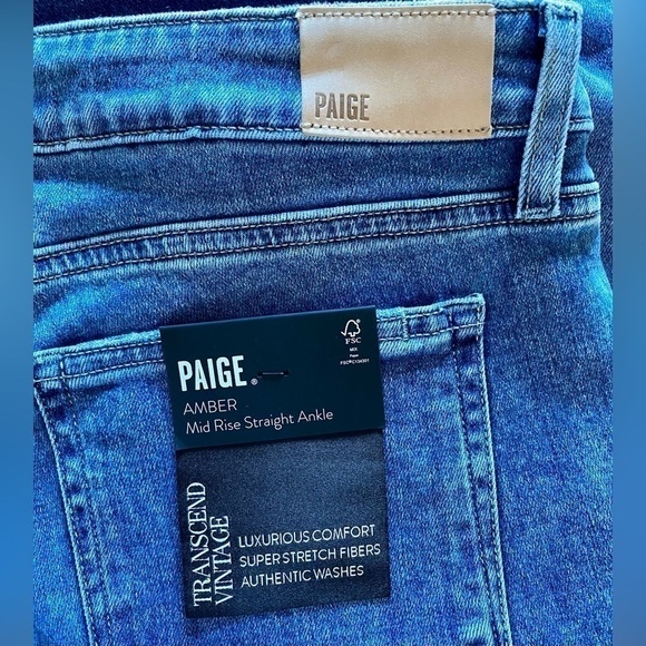 NEW w/TAGS PAIGE Amber Mid Rise Straight Ankle Jeans Women's Size 33 - Picture 10 of 12